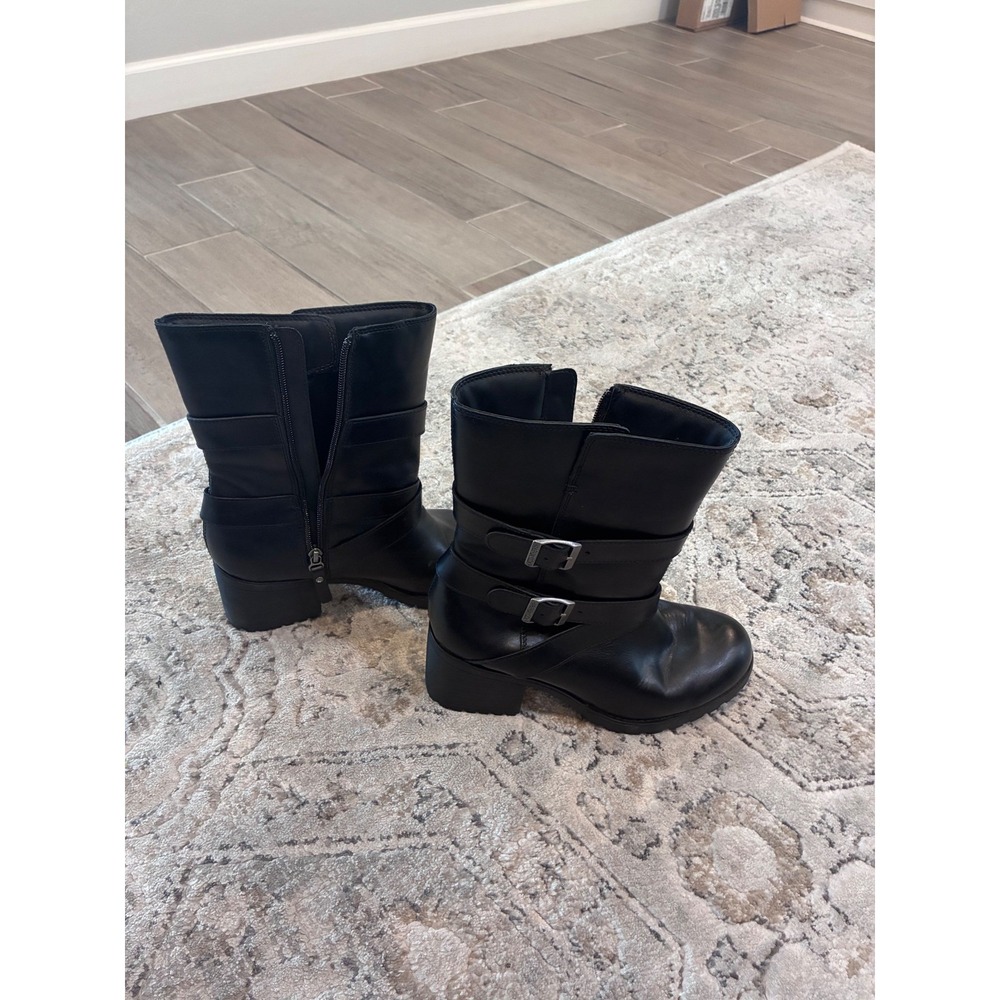 Harley-Davidson Black Leather Biker Boots Mid-Calf Moto Buckle Women's 9.5 - Picture 3 of 6